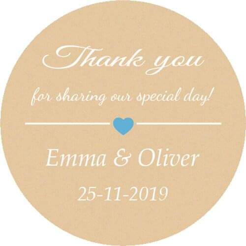 DouxArt 100PCS 4CM Personalized Wedding Stickers Thank You for Sharing, Marriage Favour Party Communion Label Gift Package Seal