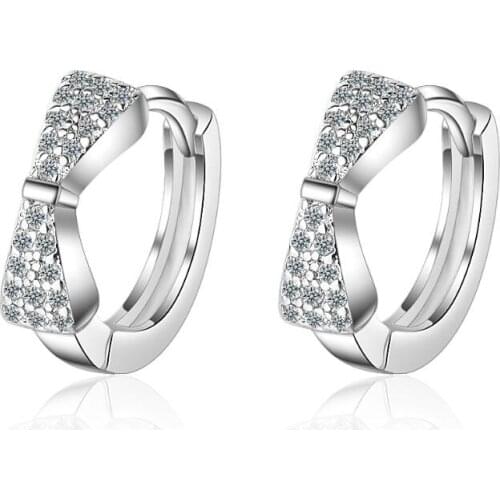 Exquisite Sweet Zircon Bow Ear Hook Earrings For Women Trend Creative 925 Sterling Silver Party Gift Jewelry Accessories SAE337