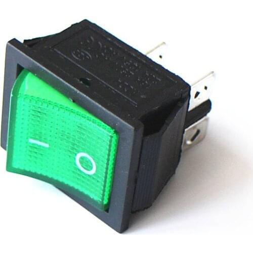 JOYING LIANG KCD4 4PN Green with Light 4-feet ON/OFF Rocker Switch 31*25mm 16A 250V AC (20A 125V AC) Light Switches