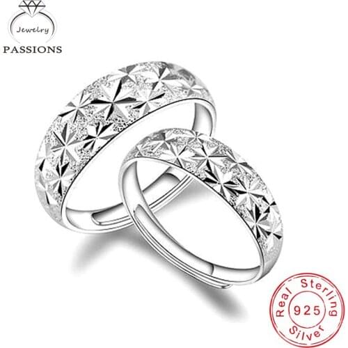 Hot Fashion 925 Sterling Silver Gypsophila Shining Lovers Set Rings Simple Exquisite Resizable Ring Women&Men Jewelry Wholesale