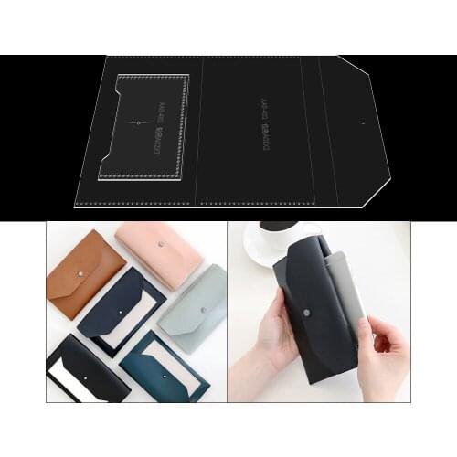 DIY handmade leather wallet wallet mobile phone bag acrylic version type drawing leather art leather making paper pattern