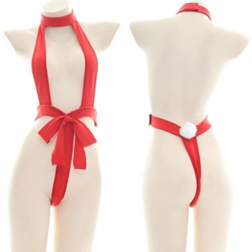 Red Game Outfit Cosplay Sexy Hollow-out Women Female Interest Private Room Suit Binding Gift Dress Exotic Sets Outfit