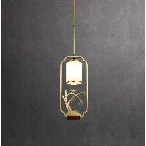 New Chinese style small chandelier creative Chinese style bar restaurant corridor entrance hallway bedside copper chandelier