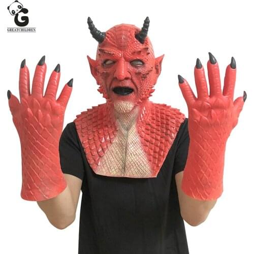 Diablo Ⅲ Belial Mask Game Latex Mask Belial Cosplay Adults Halloween Masks for Men Glove Party
