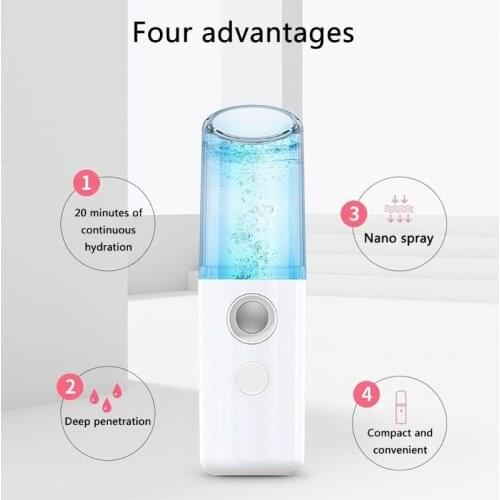 Mini USB Nano Facial Steamer Sprayer Mister Face Spa Hydrating Moisturizing Skin Care Handy Rechargeable Portable Travel
