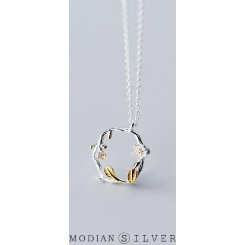 Modian 2020 New LuxurySterling Silver 925 Tree And Flower Choker Neckalce Pendant for Women Charm Statement Jewelry Collier