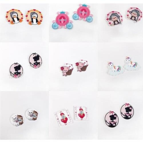 Cartoon Animal Kids Handmade Acrylic Planar Resin DIY Sew Bow-knot Hairpin Jewelry Accessories Crafts,5Yc19183