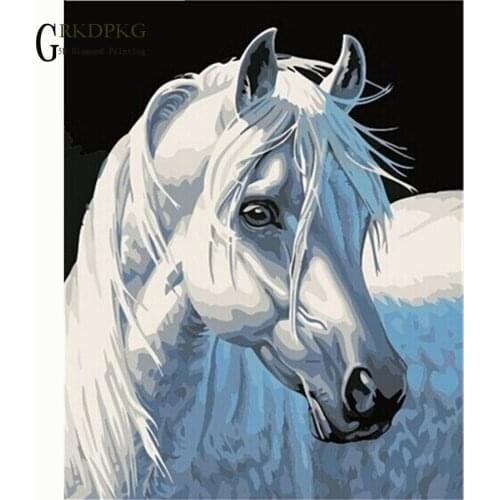 5d DIY diamond painting horse White drill full square diamond embroidery Cross stitch pictures of rhinestones Wedding decoration