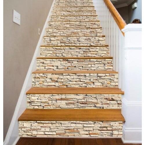 13Pcs Simulation Stone Sticker Floor Stairs Bedroom Living Room Home Decor Self-Adhesive PVC Wall Stickers