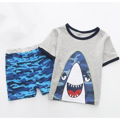 2018 new fashion Summer Children Girls boys Clothing Set Cartoon Short-Sleeved Shirts Shorts Baby T-shirt Suits