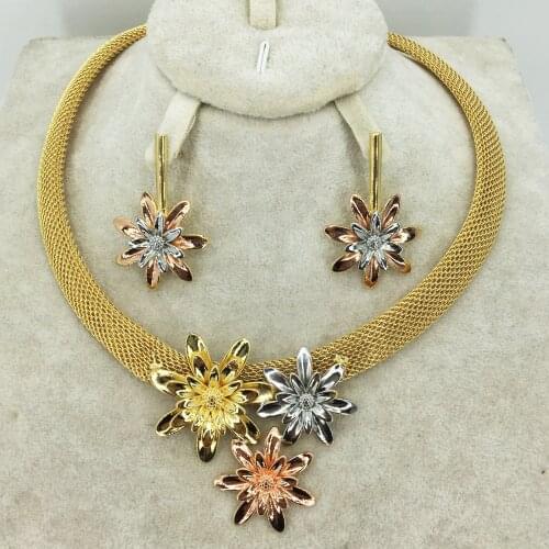 Wholesale Fashion Pendant / Necklace 24K gold jewelry set for womens birthday Travel Gift bridal accessories