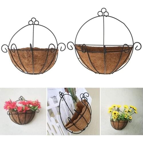 Durable Good Bearing Capacity Flowerpot Iron Coconut DIY Garden Hanging Planters Wall Baskets Pot Half Round