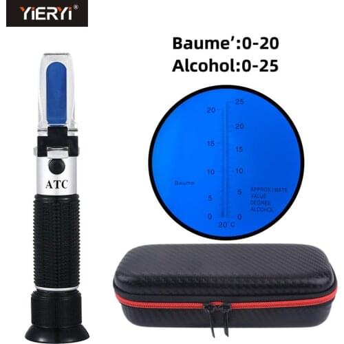 Yieryi Portable 2 In 1 Hand Held Grape & Alcohol Wine Refractometer ( 0-25% Alcohol, 0-22Baume) Wine Alcohol Concentration Meter