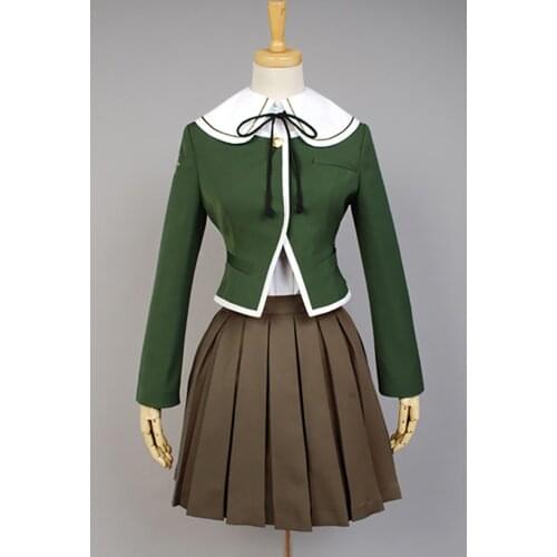 Danganronpa Fujisaki Chihiro School Uniform Coat Shirt Dress Outfit Anime Cosplay Costumes halloween costumes for women