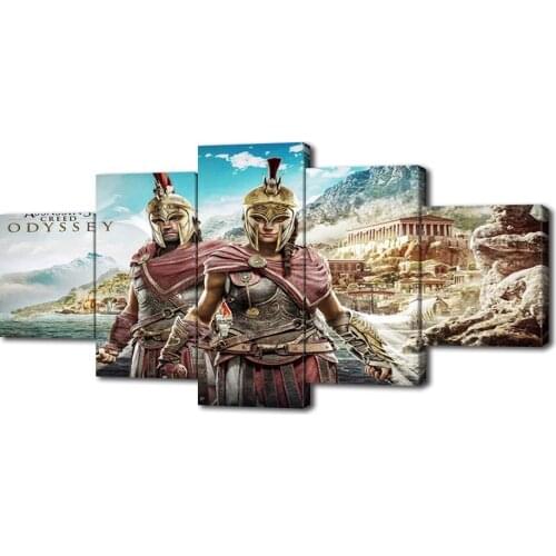Modern Canvas Painting Assassins-Creed Odyssey Posters and Prints Wall Art Picture for Living Room Home Decor with Frame