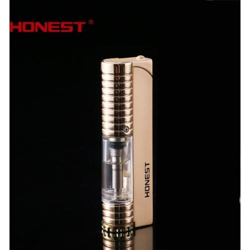 Super Texture Handle Long Strip Metal Butane Jet Lighter Outdoor Windproof Button Lighter No Gas