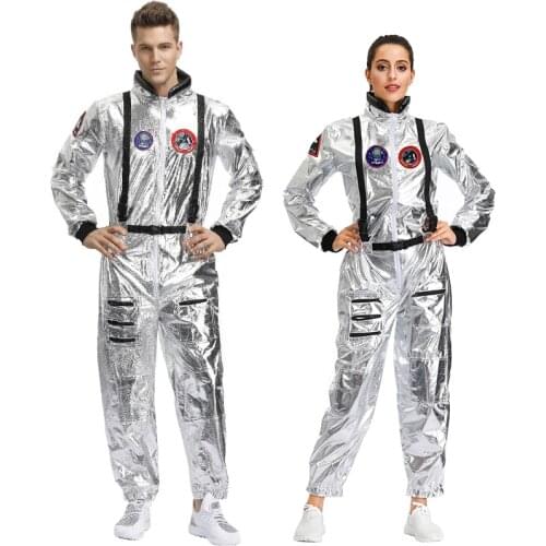 Umorden Fantasia Couple Cosmonaut Astronaut Costumes Cosplay Space Suit for Women Men Halloween Purim Carnival Party Fancy Dress