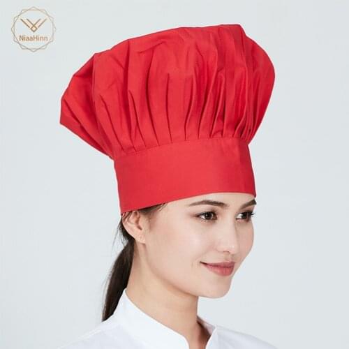 Unisex High Quality Workwear Fold Cap Chef hat Wholesale Solid Sushi Chef Waiter Hats Adult Restaurant Hotel Bakery Canteen Chef