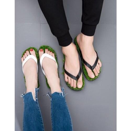 Lawn Flip-flops For Men Women Summer Fashion Simulation Personality Grass Slippers creative Couple Models Outdoor Beach Shoes