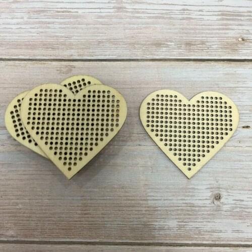 50pcs unfisnished wood heart shape custom heart cross stitch