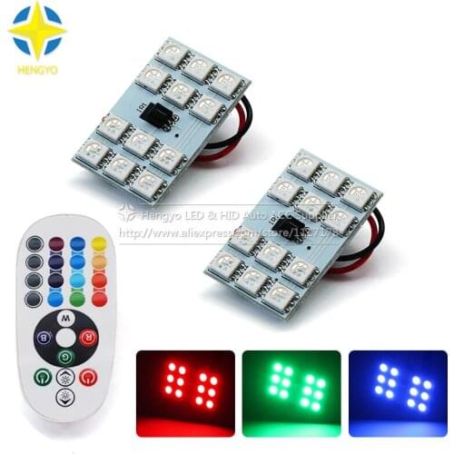 High Quality T10 5050 12 SMD RGB LED Car Festoon Dome Reading Light Signal Lamp Bulb Remote Control