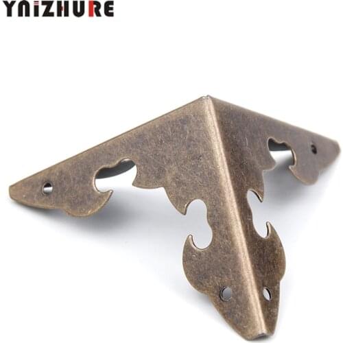 YNIHZURE Case Box Corners For Furniture Decor Triangle Flower Side,Wooden Box Corner,Bronze Tone,30*30mm,4Pcs