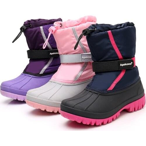 Winter Childrens Snow Boots Kids Girls High Top Warm Plush Inside Waterproof Shoes Outdoor Hiking Sneakers For Boys Footwear