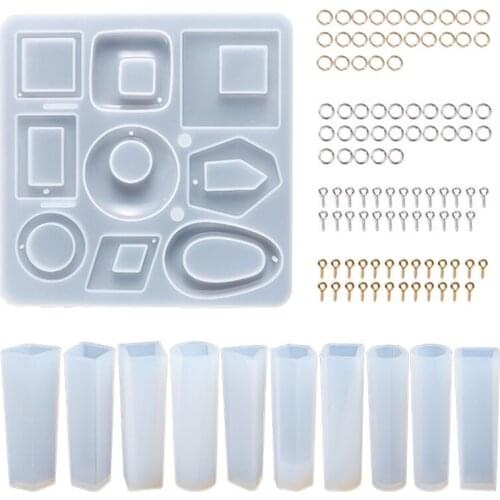 1 Set Crystal Epoxy Resin Mold Kit Keychain Earrings Pendants Silicone Mould DIY Crafts Jewelry Making Material Casting R58E