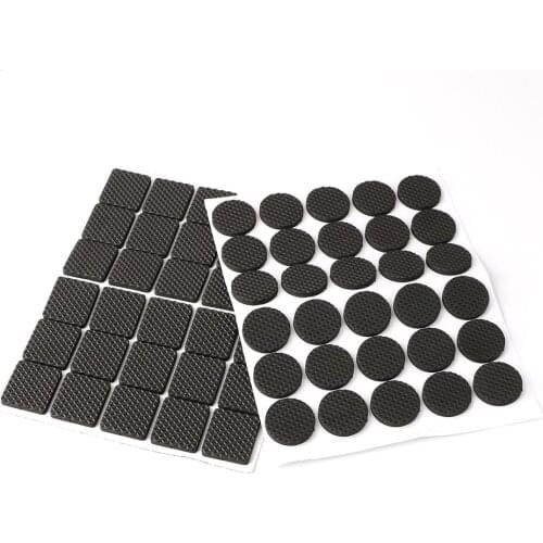 Round Square Sofa Chair Leg Sticky Pad Black 30pcs Rubber Table Feet No-Slip Pad Anti-skid Self Adhesive Furniture Leg Feet Mat