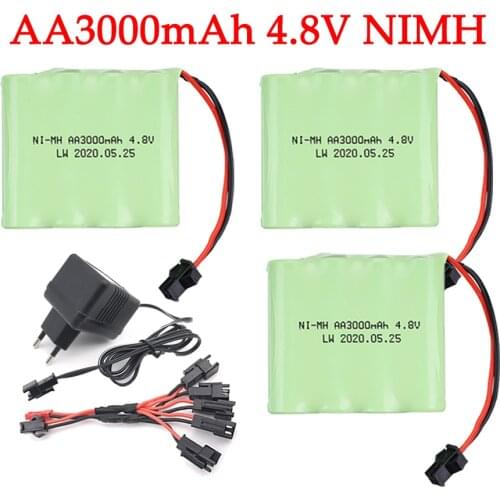5pcs 4.8v 3000mah NiMH Battery Pack Charger Set For Rc toys Cars Tanks Robots Boats Guns Ni-MH 4.8v 3000mAh Rechargeable Battery