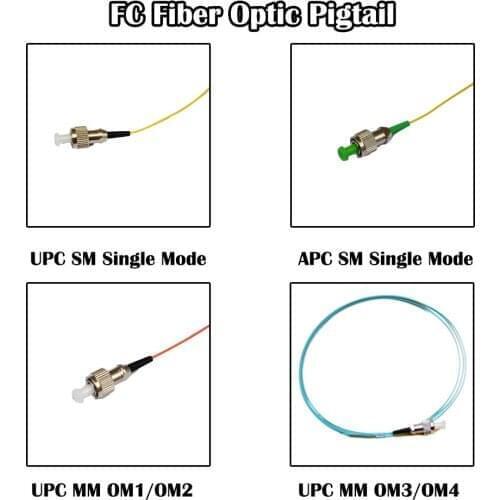 50 Pieces 1.0 Meter FC UPC/APC SM/MM Single/Multi Mode Simplex 0.9mm FTTH