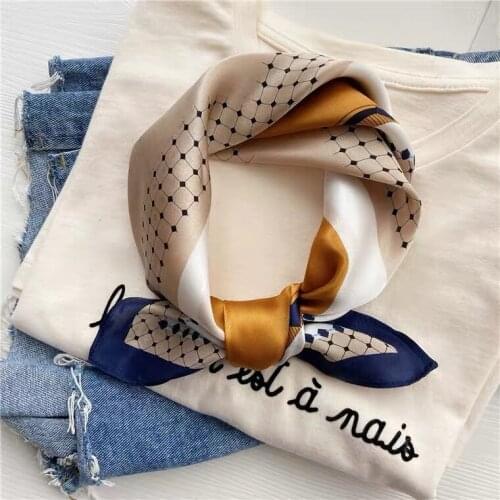 53cm Silk Handkerchief Women Neck Scarf Fashion Print Headband Small Hijab Scarfs For Ladies Square Bag Scarves Female Dropship