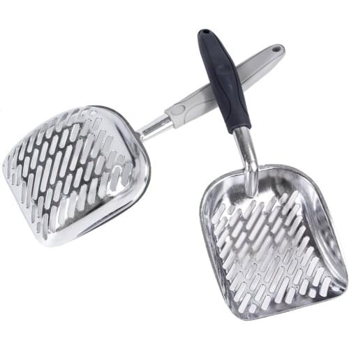 Aluminum Metal Cat Litter Shovel Kitten Pooper Scoopers Pets Litter Sand Cleaner Scoop For Household Pet Poo Cleaning Tools