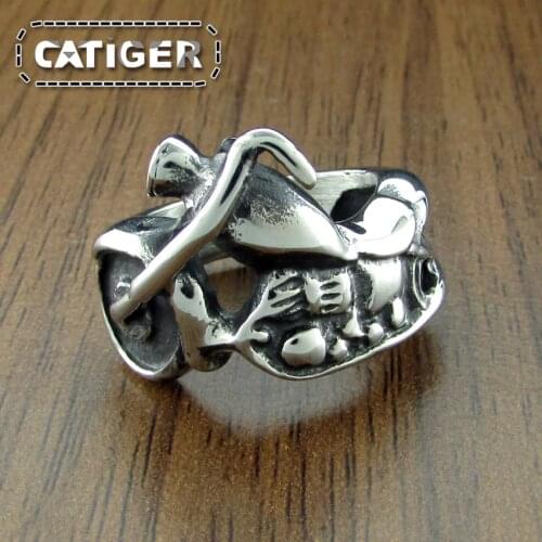 Free Shipping Punk 316L Stainless Steel Silver color Black color Motorcycle Skull Biker Ring Jewelry
