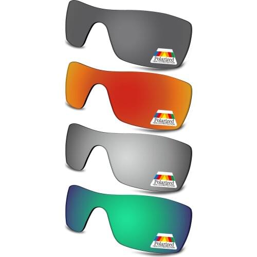Bwake 4 Pieces Black & Silver & Green & Fire Red Polarized Replacement Lenses for-Oakley Oil Rig Sunglasses Frame