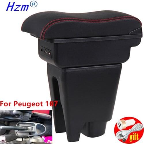 For Peugeot 107 Armrest Interior Parts special Retrofit parts Car Armrest Center Storage box USB LED Curved surface