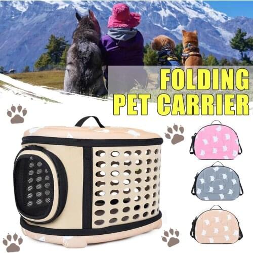 Travel Pet Bag Cat Flower Carriers Bags Foldable Cats Transport Bag Breathable Pink Folding Small Dog Outdoor Shoulder Bag