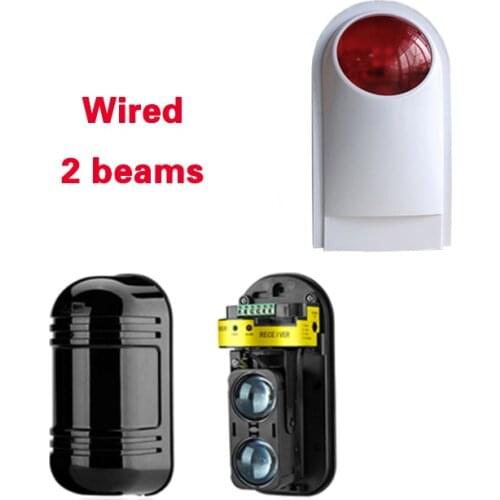 Dual Beam Sensor Active Infrared Intrusion Detector Infrared Radiation150m Outdoor Perimeter Wall Barrier Fence with lamp alarm
