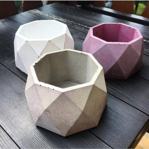 Concrete mold Large geometric design diy gardening flower pot cement mold candle cup succulent plant potted Clay gypsummold