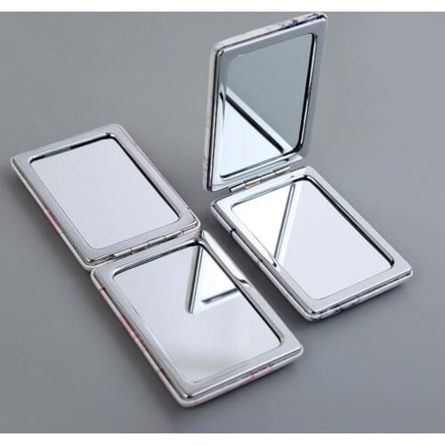Makeup Mirror Folding Clear Glass Metal Faux Leather Mirror for Travel