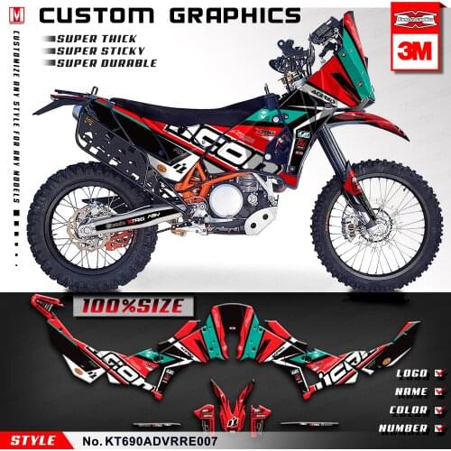 KUNGFU GRAPHICS Racing Motorcycle Decals Aftermarket Stickers for 690 Adventure Rally Raid EVO2 (Style no. KT690ADVRRE007)