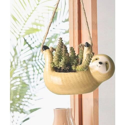 Ceramics Hanging Plant Pots Basket Plant Hang Plant Flower Pot Hanger Outdoor Hanging Pot Holder Basket Wall Garden Decoration