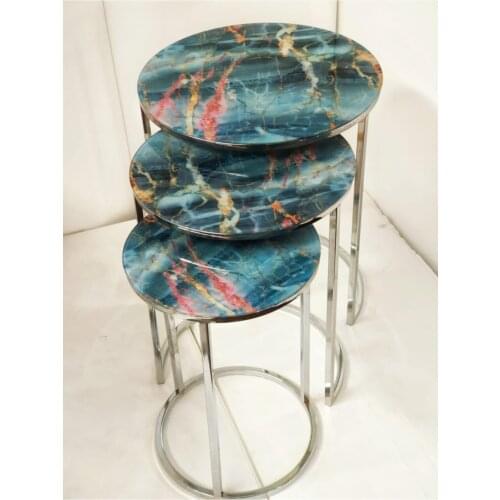 Coffe Table 3 PCs Zigon Coffee Table Decorated Stylish Design Unbreakable Glass