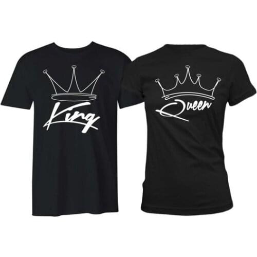 Summer Couple Tees Black Fashion Tops Short Sleeve T Shirt Hot KING QUEEN Lover T-shirt