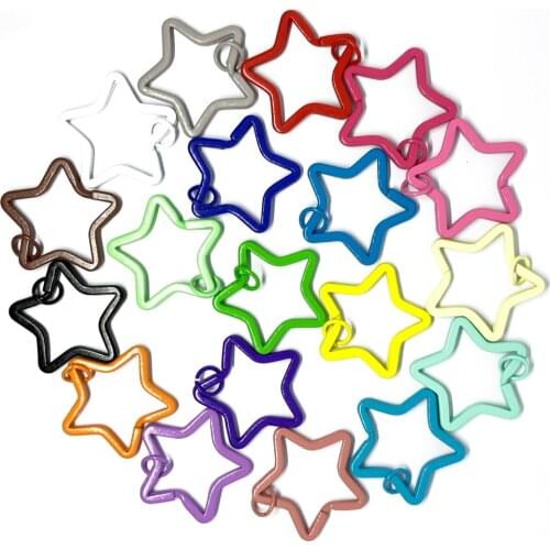 10pc/lot 19 Colors Start shape DIY Metal Key Holder Split Rings Unisex Keyring Keychain Accessories Keychain Making Accessories