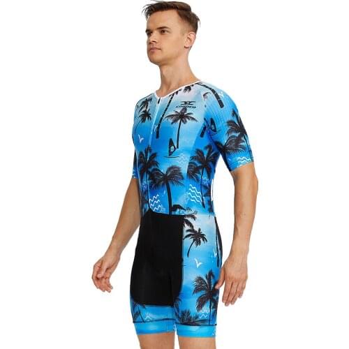 Summer 2021 Mens Triathlon Short Sleeve Cycling Jersey Set Skinsuit Maillot Ropa Ciclismo Bicycle Clothing Bodyskuit Sponge Pad