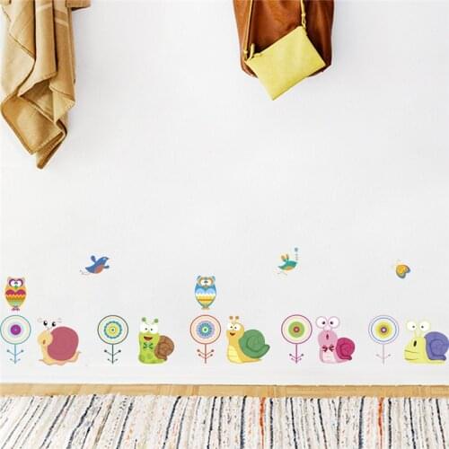 Lovely Snails Bird Animals Wall Stickers For Kids Room Baseboard Home Decor Cartoon Mural Art Diy Pvc Safari Wall Decal