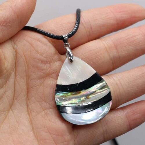 Natural Shell Necklace With Drop-Shaped Pendant Leather Cord 2MM Charms For Elegant Women Love Romantic Gift