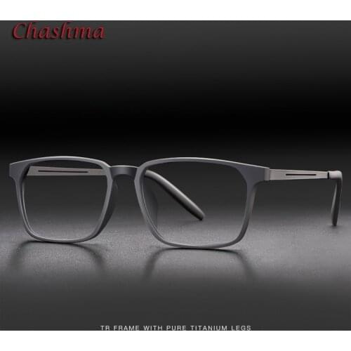 Women Eyeglass Frame Men Square TR90 Frame Titanium Temple Optical Eyewear Light Weight Anti Blue Ray Prescription Glasses