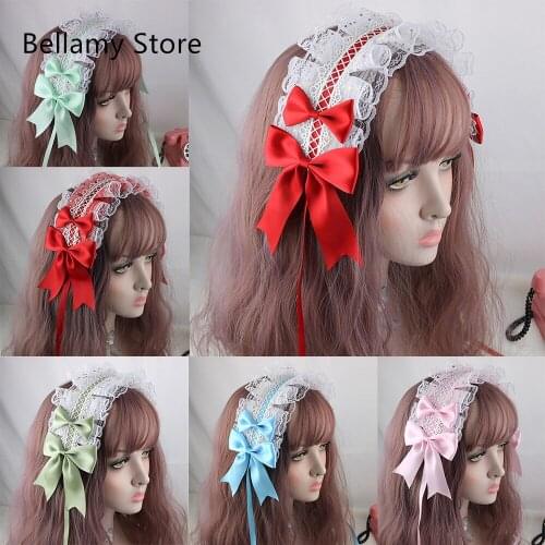 Original Lolita hairband, versatile daily soft girl bow headdress with angel handle KNC
